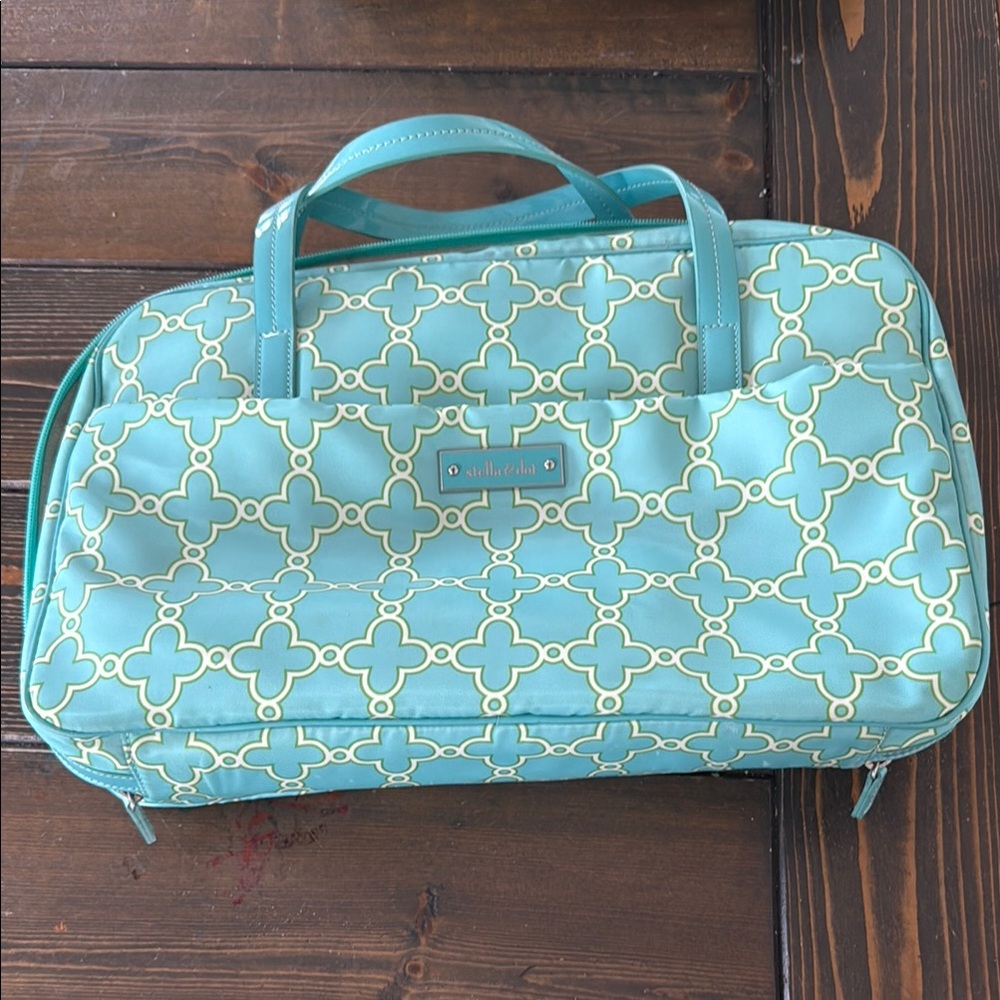 Stella & Dot Teal Patterned Jewelry Bag